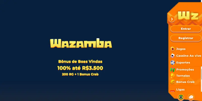 Visão geral da página inicial wazamba